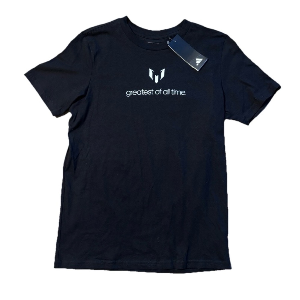 Adidas Black Tee with White Text GOAT